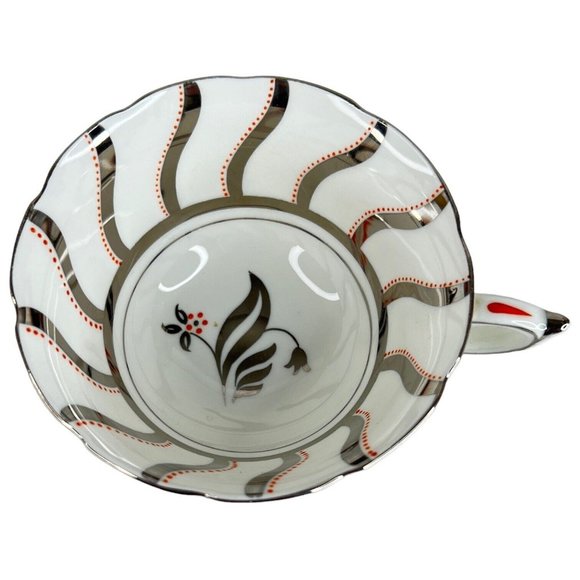 Paragon TeaCup And Saucer Stripe Orange Silver Floral By Appt Double Warrant VTG - Picture 14 of 16